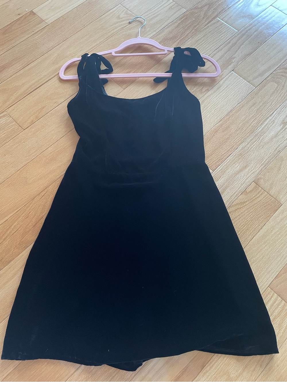 Reformation Black Tie-Shoulder Mini Dress